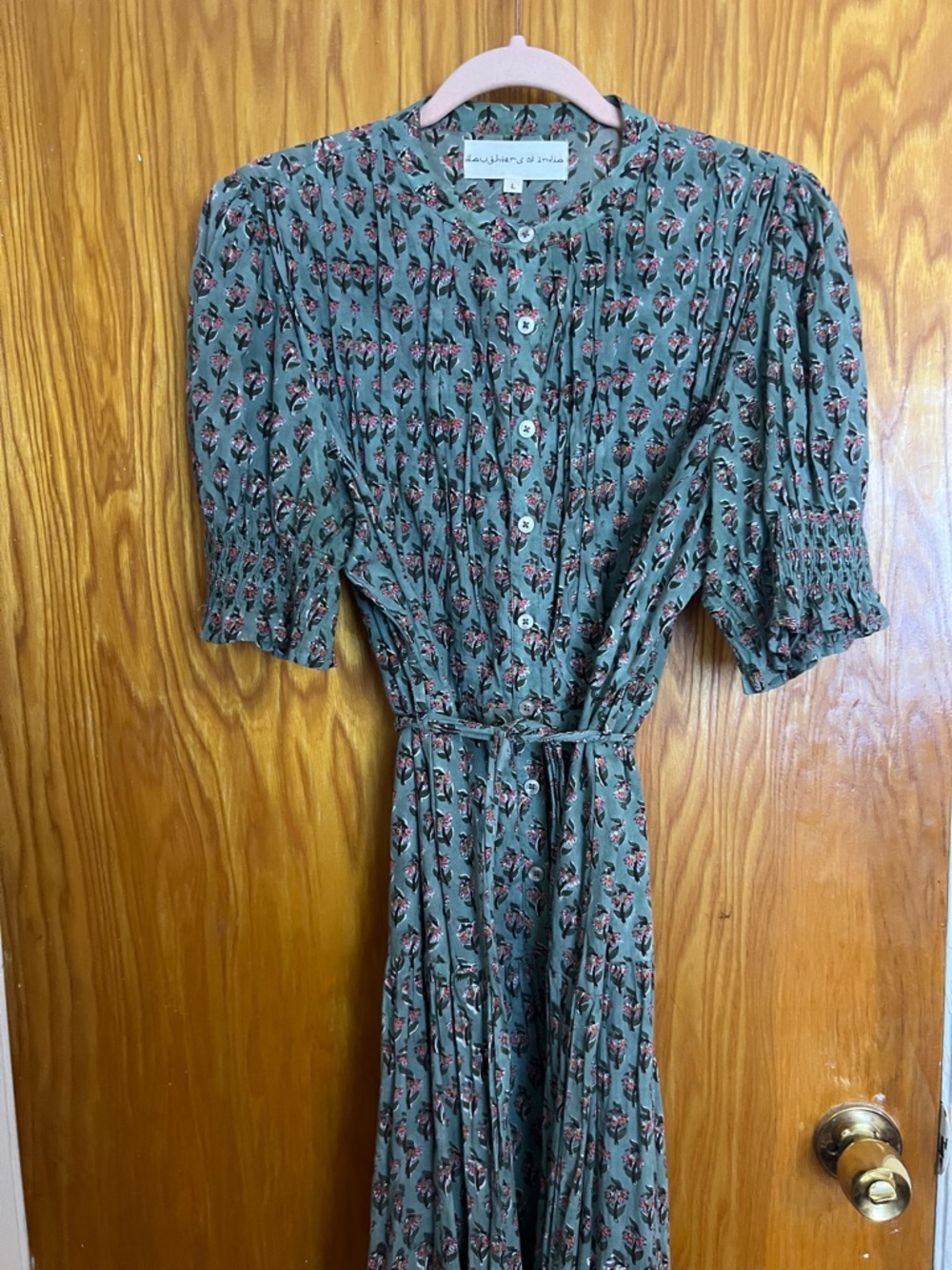 Daughters of India Prairie Dress in Sage Floral